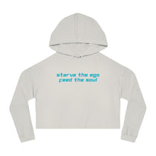 Load image into Gallery viewer, Starve the Ego Feed the Soul Retro Women’s Cropped Hooded Sweatshirt
