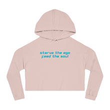 Load image into Gallery viewer, Starve the Ego Feed the Soul Retro Women’s Cropped Hooded Sweatshirt
