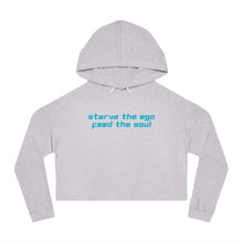 Load image into Gallery viewer, Starve the Ego Feed the Soul Retro Women’s Cropped Hooded Sweatshirt
