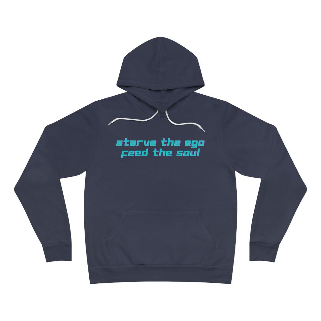 Starve the Ego Feed the Soul Retro Graphic with Large Back Logo Unisex Fleece Pullover Hoodie